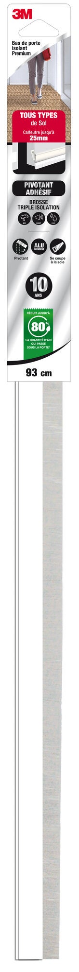 Bas De Porte Adhésif Sol Très Irregulier Premium 3M, L.93 Cm Blanc