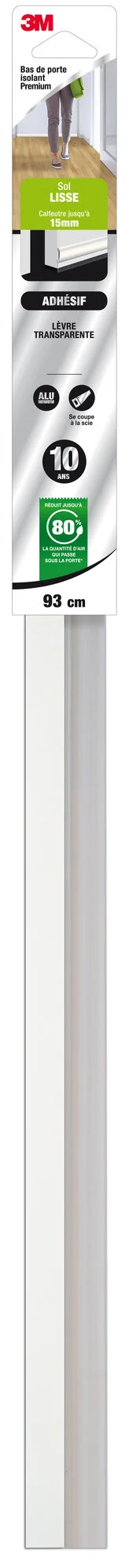Bas De Porte Adhésif Sol Lisse Premium 3M, L.93 Cm Blanc