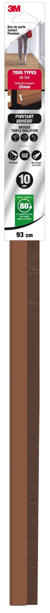 Bas De Porte Adhésif Sol Très Irregulier Premium 3M, L.93 Cm Marron