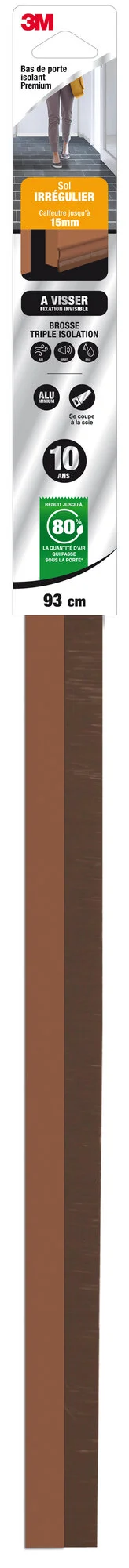 Bas De Porte À Visser Sol Irrégulier Premium 3M, L.93 Cm Marron