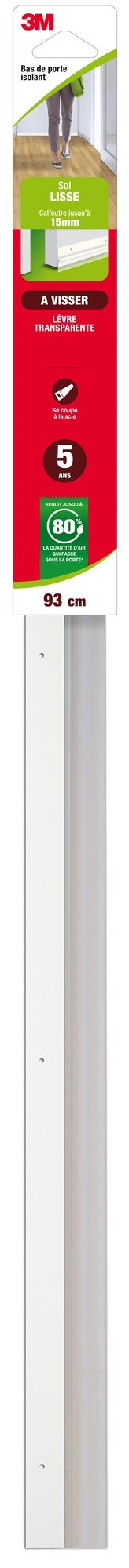 Bas De Porte À Visser Sol Lisse À Visser Classique 3M, L.93 Cm Blanc