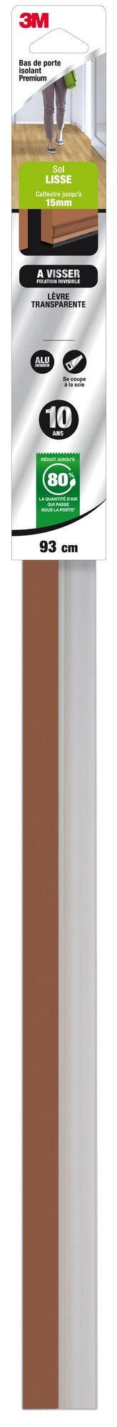 Bas De Porte À Visser Sol Lisse Premium 3M, L.93 Cm Marron