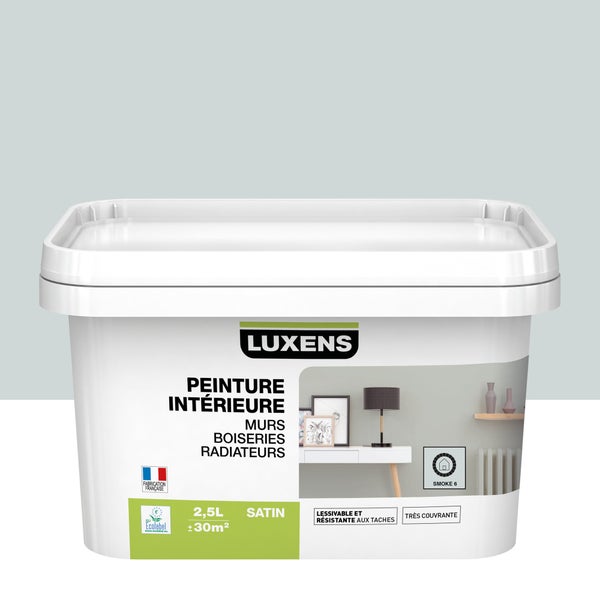 Peinture mur boiserie radiateur LUXENS smoke 6 Satiné 2.5 L