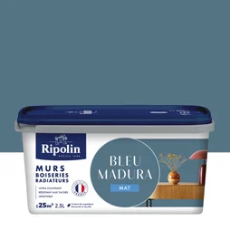 Peinture mur, boiserie, radiateur RIPOLIN bleu madura mat 2.5 l
