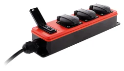 Multiprise Filaire Étanche, 3 Prises + 2 Usb, Rouge Zenitech