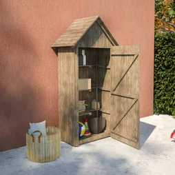 Armoire de jardin bois Wissant naturel , L.93.2 X H.193 X P.60 Cm