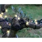 Guirlande exterieur solaire 100 led 1,2v blanc chaud anime 2 fonctions fixe/flash cable vert 10m