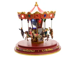 Décoration de Noël intérieur plast carroussel animé lumineux 14led 24x24x25cm
