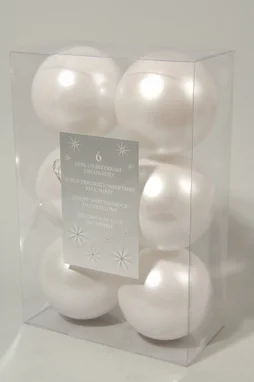 Boule Noel polystyrene d8cm blanc mat lot de 6
