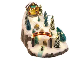 Décoration de Noël lumineux int scene ski musical anime 39led blc chd resin cable 1,8m 23x34x26cm