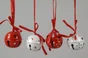 Décoration de Noël a suspendre grelot metal rouge/blanc 6cm 4 variantes