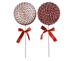 Décoration de Noël à suspendre mousse sucette variante rouge/blanc paillet 28cm