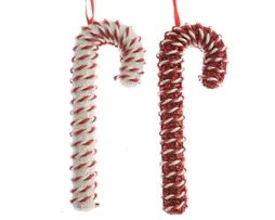 Deco Noel a suspendre mousse sucre d'orge rouge/blanc 2 variante h20cm