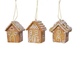 Décoration de Noël a suspendre maison pain epice resine polyester 7x4x5,5cm 3 variantes
