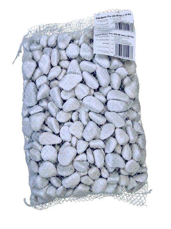 Galets En Filet Marbre Blanc, 24/40 Mm, 20 Kg