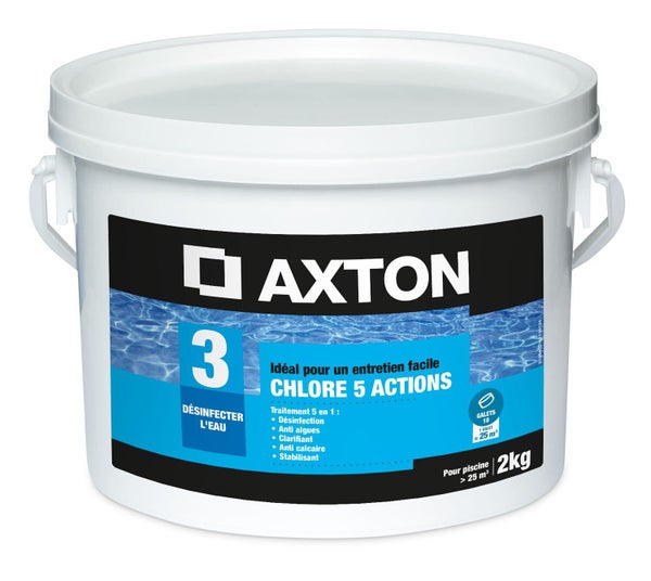 Chlore 5 actions AXTON galets, 200 grammes 2 kg