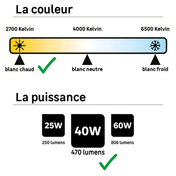 Ampoule led dépoli sphérique E14 470 Lm = 40 W blanc chaud, LEXMAN