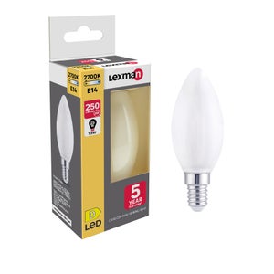 Ampoule led à filament blanc flamme E14 25 W, LEXMAN