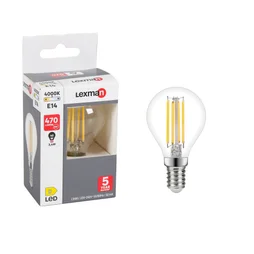 Ampoule led à filament sphérique E14 470 Lm = 40 W blanc neutre, LEXMAN