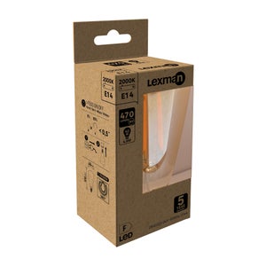 Ampoule décorative led à filament ambré edison E14, LEXMAN, 40 W