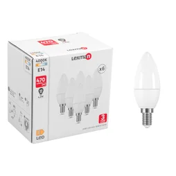 6 ampoules led dépoli flamme E14 470 Lm = 40 W blanc neutre, LEXMAN