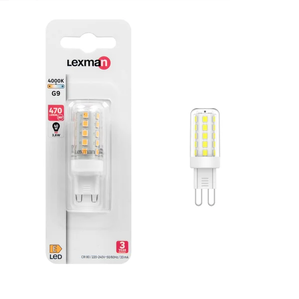 Ampoule led capsule G9, LEXMAN, 470 Lm = 40 W blanc neutre