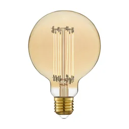 Ampoule décorative led à filament ambré globe 95 mm E27 5.8 W, LEXMAN
