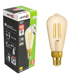Ampoule LED Edison connectée, E27 60W 806 lumens, ambre, variation de blancs, LEXMAN, compatible ENKI