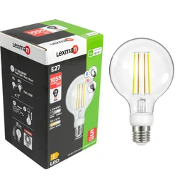 Ampoule LED connectée globe 95mm, E27 75W 1055 lumens, variation de blancs, verre transparent, LEXMAN, compatible ENKI