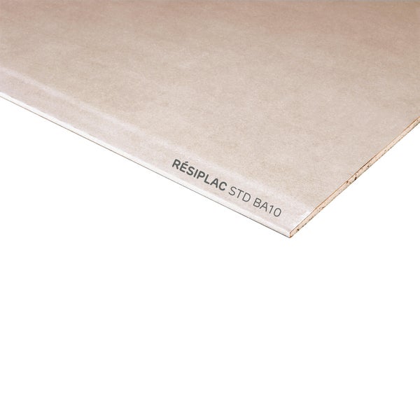 Plaque de plâtre BA 10 H.250 x l.120 cm, standard RESI