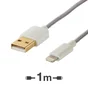 Câble textile chargeur lightning iPhone, 1 m gris EVOLOGY