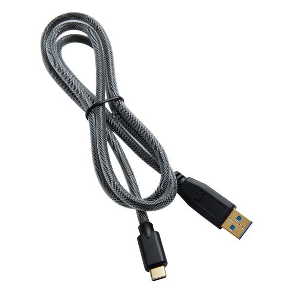 Câble chargeur textile usb type c, 1 m gris EVOLOGY