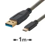 Câble chargeur textile usb type c, 1 m gris EVOLOGY