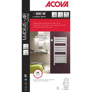 Sèche-serviettes électrique soufflant ACOVA 500 + 1000W, H.109.4 x l.50 cm Madras air blanc