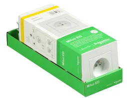 Lot de 5 prises avec terre complet Miluz, SCHNEIDER ELECTRIC, blanc