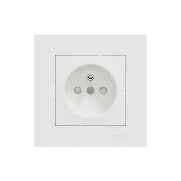 Prise avec terre complet Miluz, SCHNEIDER ELECTRIC, blanc