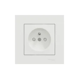 Prise avec terre complet Miluz, SCHNEIDER ELECTRIC, blanc