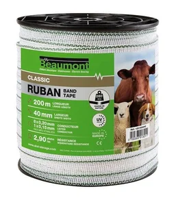 Ruban Clôture electrique blanc et vert 40mm/200m classic beaumont