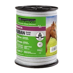 Ruban Clôture electrique blanc et vert 20mm / 200m paddock beaumont