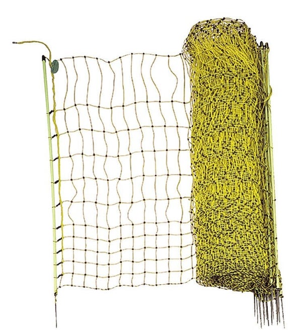 Filet volaille electrifiable 1m12/50m jaune  + 15 piquets kit beaumont