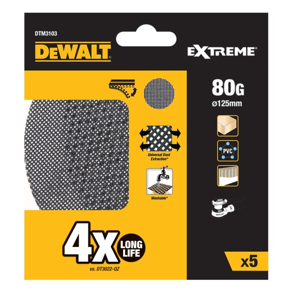 Disque abrasif velcro structure en maille Diam.125mm grain 80 DEWALT