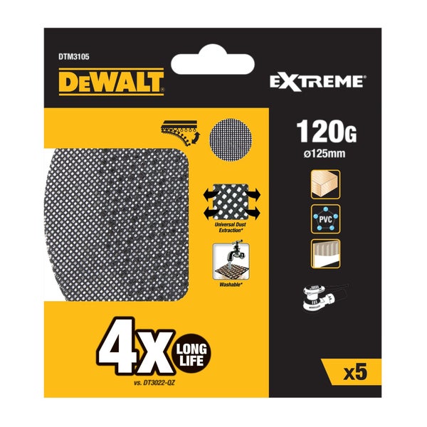 Disque abrasif velcro structure en maille Diam.125mm grain 120 DEWALT