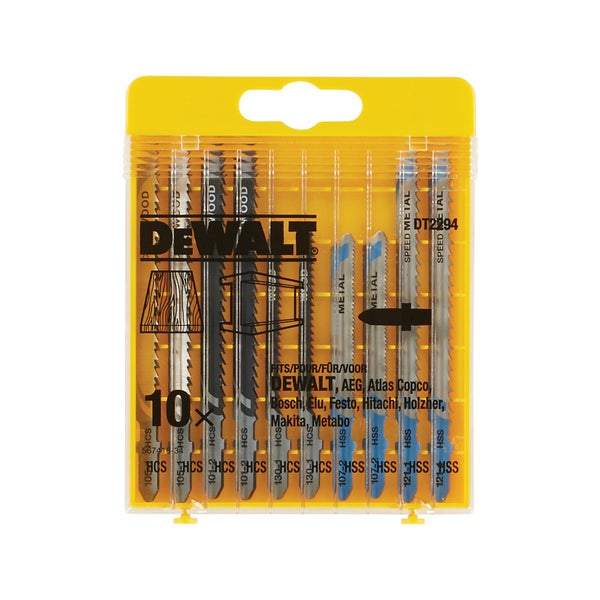 Coffret de 10 lames de scie sauteuse bois métal attache en T DEWALT