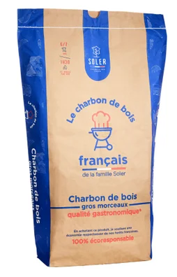 Charbon de bois pour barbecue, très gros morceaux, SOLER, 40 litres