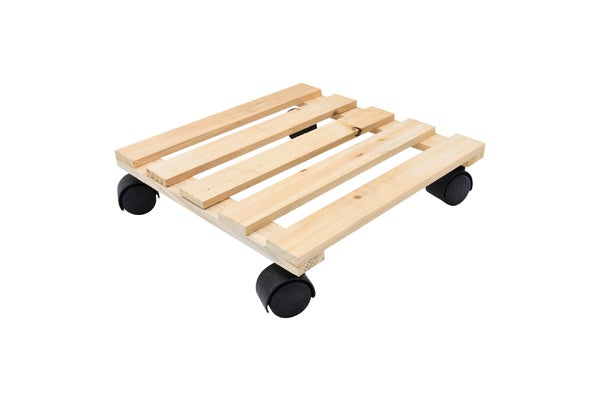 Support roulant carré pin brut 30x30x5.2 cm charge supportée 30 kg maximum