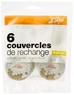 Sachet de 6 couvercles pot miel to diam.63mm décoré Le Pratique