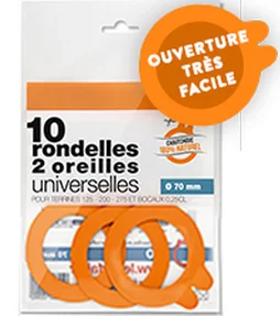 Rondelle universelle caoutchouc 2 oreilles D70 Le Parfait sachet 10