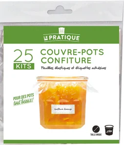 Couvre pot confiture 25 feuilles cellophane + elastiq/etiquet Le Pratique