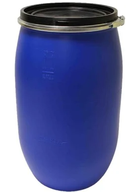 Fut de macération alimentaire 30L bleu couvercle + cerclage fer