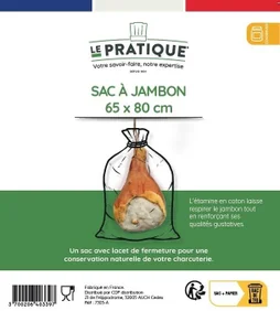 Sac à jambon étamine coton ecru 65 x 80 cm